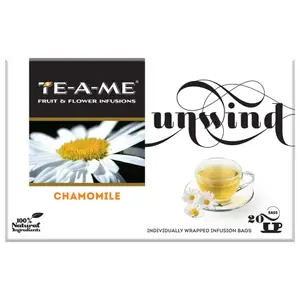 TE-A-ME Unwind Pure Chamomile | Herbal Infusion Tea | Chamomile Flowers | Subtle & Flowery | Light & Gentle Taste | Stress-Relief | 100% Caffeine Free So Good Sleep 20 Herbal Tea Bags