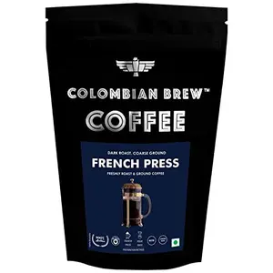 Colombian Brew Arabica French Press Coffee Powder Dark Roast Strong 250g (Make Hot or Cold Brew)