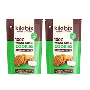Kikibix High Fibre Coconut Cookies | Maida Free & Sugar Free | High Fibre Tasty & Healthy Mini Jaggery Biscuits | Multigrain Digestive Biscuit | Healthy Snacks For Adults & Kids | 160 Gms