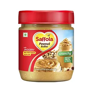 Saffola Peanut Butter Crunchy 350 gm | High Protein Peanut Butter | Only Jaggery No Refined Sugar