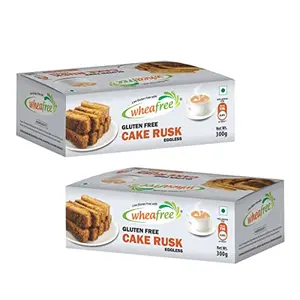 Wheafree Gluten Free Cake Rusk (Eggless)(Pack of 2 x 300g Each) | Tasty Crunchy and Crispy | Best Tea Time Snacks | No Maida | 100% Vegetarian and Wholesome Ingredients