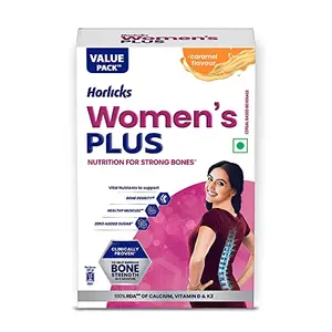 Horlicks Women's Plus Caramel Refill 750g | Health Drink for Women No Added Sugar | Improves Bone Strength in 6 months 100% Daily Calcium Vitamin D