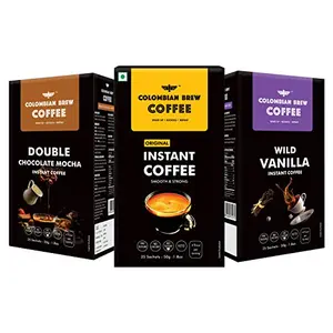 Colombian Brew Coffee Powder Pure Instant 50g Vanilla Instant 50g Double Chocolate Mocha 50g (Gift Pack Box) Buy 2 Get 1 Free