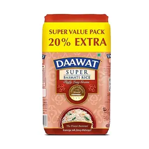Daawat Super Perfectly Aged Long Grain with Rich Aroma Basmati Rice 1 Kg with 20%/25% Extra