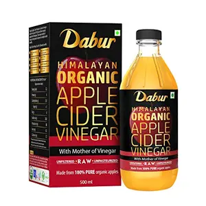 Dabur Himalayan Organic Apple Cider Vinegar-500ml | With the Mother of Vinegar | Sourced from Organic Apples | Raw Unfiltered & Unpasteurized | 100% Pure | Helps Stay fit