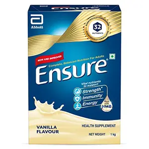 Ensure Complete Balanced Nutrition Drink For Adults 1kg Vanilla Flavour Now With A Special Ingredient HMB And 32 Essential Nutrients To Help Build & Protect Muscle Strength
