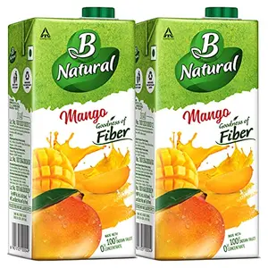 B Natural Mango Juice Goodness of fiber Made with choicest Mangoes 1 litre (Pack of 2)