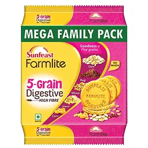 Sunfeast Farmlite 5 Grain Digestive Biscuit High Fibre Biscuit Goodness of 5 Grains 800 g Pack