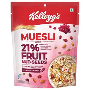 Kellogg's Muesli 21% Fruit Nut & Seeds 240g | 5 Grains High in Vitamins B1 B2 B3 B6 Folate Source of Protein and Fibre Multigrain Breakfast Cereal