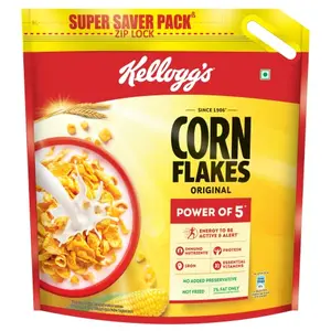 Kellogg's Corn Flakes Original 1.2kg | Power of 5: Energy Protein Iron IMMUNO NUTRIENTS Vitamins B1 B2 B3 & C| Corn Flakes Breakfast Cereal