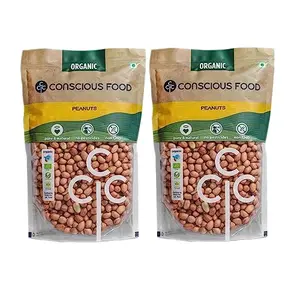 Conscious Food Organic Raw Peanut | Local Farm in Maharashtra | Groundnut| Healthy Tasty Snack | Value Pack Moongfali - 1kg Pack of 2 (500g x 2)