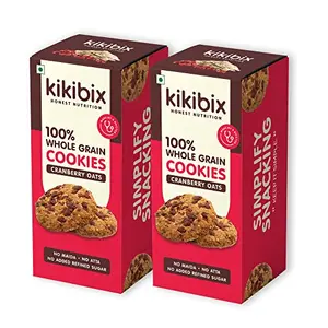 Kikibix Cranberry Oats Cookies | Tasty Jaggery Biscuits | No Maida No Refined Sugar | Natural Biscuits With Berries & Seeds | Healthy Snacks For Adults & Kids | 260 Gms