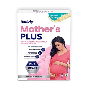 Horlicks Mother's Plus Vanilla 400g Refill No Added Sugar | Protein Powder for Pregnancy Breastfeeding | Health Drink with DHA for Brain Development