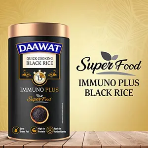 Daawat Black Rice Immuno Plus 1KG Pack - Superfood with High Protein Rich Antioxidants Minerals & Low Fat - Whole Grain