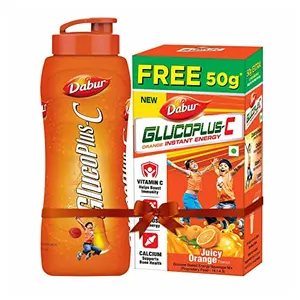 Dabur GlucoPlus-C Instant Energy Glucose Juicy & Tasty Orange Flavour - 500g (with Sipper Free) | Glucose Replenishes Energy | 25% more Glucose in every sip| Vitamin C helps Boosts Immunity | Calcium Supports Bone Health