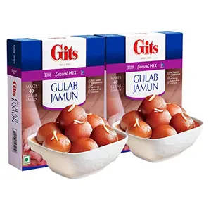 Gits Instant Gulab Jamun Dessert Mix Makes 40 per Pack Pure Veg Delicious Indian Dessert and Mithai 400g (Pack of 2 200g Each)