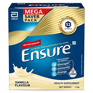 Ensure Complete Balanced Nutrition Drink For Adults 2kg Vanilla Flavour Now With A Special Ingredient HMB And 32 Essential Nutrients To Help Build & Protect Muscle Strength