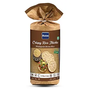 HAIM Organic Crispy Rice Thicks made with wholegrain Brown Rice (All Natural Unsalted) Pack of 1 110g