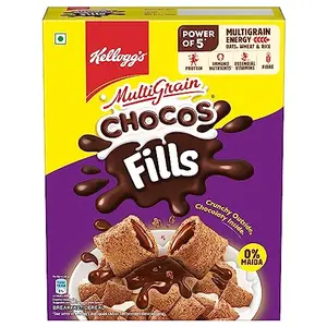 Kellogg's Chocos Fills 250g | Double Chocolaty Anytime Snack | 3 Grains: Oats Wheat & Rice Protein Rich 0% Maida