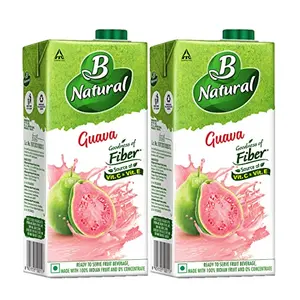 B Natural Guava Juice Goodness of fiber 1 litre (Pack of 2)