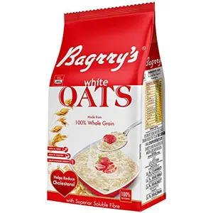 Bagrry's White Oats 1kg | Natural Whole Grain | High Soluble Fibre | Protein Goodness | Helps Manage Weight & Reducing Cholesterol | Breakfast Cereal 1000gm Pouch