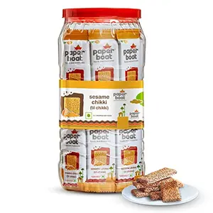 Paper Boat Sesame Chikki Jar Nutritious Bar No Added Preservatives and Colours | Gajak | Sweets | Made with Jaggery | Gazak (50 pieces 16g each)