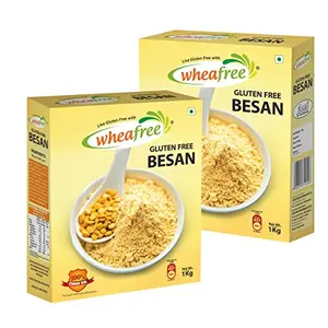 Wheafree Gluten Free Besan (Pack of 2 x 1 kg) | Made using 100% Pure Chana Dal | Rich in Fiber | 100% Natural and Preservative Free Gram Flour