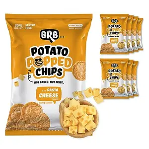 BRB Popped Potato Chips | Not Baked Not Fried | Pasta Cheese Flavour | 8 Packs X 48 Grams | 60% Less Fat | Low Calorie | Healthy Snack