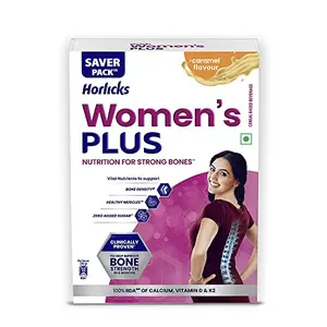 Horlicks Women's Plus Caramel Refill 400g | Health Drink for Women No Added Sugar | Improves Bone Strength in 6 months 100% Daily Calcium Vitamin D
