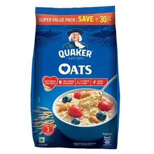 Quaker Oats 2kg | Rolled Oats | 100% Natural Wholegrain | Nutritious Breakfast Cereals | Porridge | Easy to Cook