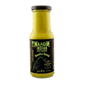 NAAGIN Indian Hot Sauce  Kantha Bomb (230g) | Spicy | Green Hot Sauce | Made with Fresh Vegetables & Premium Kanthari Chillies (Birds Eye Chillies) | 100% Vegan | No Artificial Colours/Flavours | Perfect as a Condiment Cooking Sauce or Marinade | Proudly 