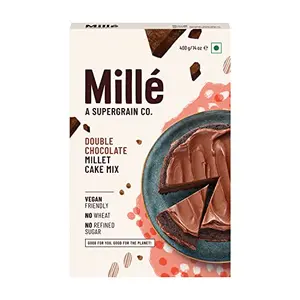 Mille NO MAIDA Double Chocolate Cake Mix | Gluten Free Brownie | Eggless | No Refined Sugar | No Atta | High Plant Protein | Low Carbs | Low GI Millet Grain | 400 grams