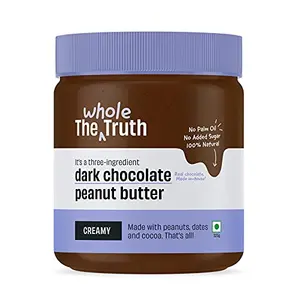 The Whole Truth - Dark Chocolate Peanut Butter | 325 g | Creamy | No Added Sugar | No Artificial Sweeteners | Vegan | Gluten Free | No Preservatives | 100% Natural