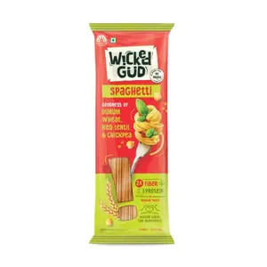 WickedGud 2X Fiber Spaghetti Pasta | No Maida | Durum Wheat Semolina | Brown Rice | Red Lentils | Healthy Diet Pasta - 400gm