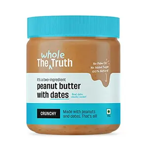 The Whole Truth - Peanut Butter With Dates (Sweetened) | 325 g | Crunchy | No Added Sugar | No Artificial Sweeteners | No Palm Oil | Vegan | Gluten Free | No Preservatives | 100% Natural