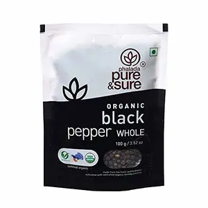 Pure & Sure Organic Black Pepper Whole Spices | Khada Masala for Cooking | Sabut Garam Masala 100g