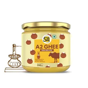 5:15PM A2 Ghee Organic | 100% Desi A2 Gir Cow Ghee | Traditional Vedic Bilona Method | Handmade Curd Churned| Pure A2 Cow Ghee Natural & Healthy| Lab Tested & Certified - 250ml