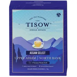 TISOW Assam Select Strong Tea 1Kg | 2 Premium Single Estate Teas of Upper Assam & North Bank | 4 Vacuum Packs from the Best CTC Tea Growing Regions of India