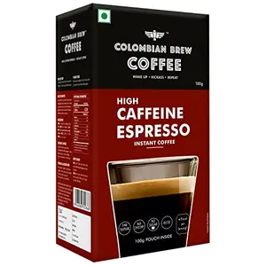 Colombian Brew High Caffeine Espresso Instant Coffee Powder Strong 100g