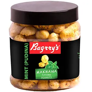 Bagrry's Makhana Foxnut 100gm Jar | Mint & Pudhina Flavour | Gluten Free | Non-Fried | Air Popped | Healthy Super Food | Calcium Rich