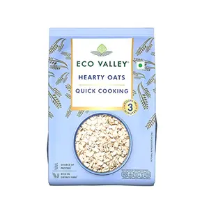 Eco Valley Hearty Oats - 1 KG - Rich in Protein and Fibre | 100% natural grain | Cooks in 3 Minutes | Quick Cooking Oats | No added Sugar