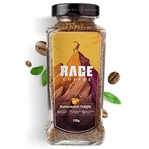 Rage Coffee Butterscotch Delight Flavour - Premium Arabica Instant Coffee (Make Delicious Hot/Cold Coffee) (Butterscotch Delight) (Butterscotch Delight 100g)