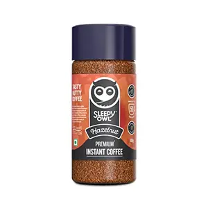 Sleepy Owl Hazelnut Premium Instant Coffee | 100% Arabica | Makes 50 Cups | Microground Technology | Ready in Seconds | 100g