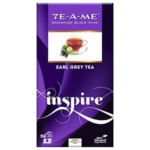 TE-A-ME Inspire Black Citrus Earl Grey Tea 25 Tea Bags | Natural Bergamot Flavor | Luxurious Tea Bags | Strong & Highly Flavourful