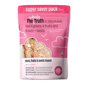 The Whole Truth - Super Saver Breakfast Muesli | Nuts Dried Fruits and Seeds | 750 grams | Vegan | Dairy-free | No Artificial Sweeteners | No Added Flavours | Nutritious Snack and breakfast