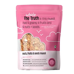 The Whole Truth - Breakfast Muesli | Nuts Dried Fruits and Seeds | 350 grams | Healthy Breakfast | Vegan | Dairy-free | No Artificial Sweeteners | No Added Flavours | No Gluten or Soy | Nutritious Snack