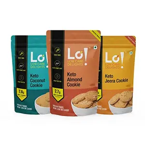 Lo! Foods - Keto Cookies Combo (300g) |  Friendly | Sugar Free Biscuit | Low Carb Keto Snacks | Diet snacks for Healthy Eating |Zero Added Sugar - (100g x Pack of 3)