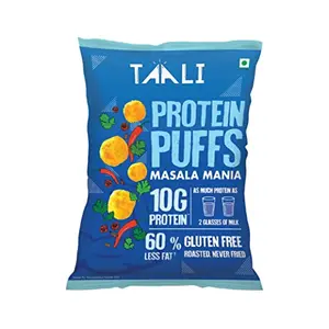 Taali Protein Puffs Snacks  Masala Mania |Tasty Healthy Snacks |Gluten Free Snacks with 100% Plant Protein 100% Vegetarian | No Trans Fat No Cholesterol Roasted Not Fried (Pack of 1 x 60 gm)