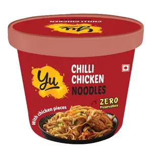 Yu Foodlabs Cup Noodles - Chilli Chicken Spicy Non Veg Ramen Noodles - No Preservatives - Instant Food - 100% Natural - Ready to Eat Saucy Instant Noodles - 225 Grams