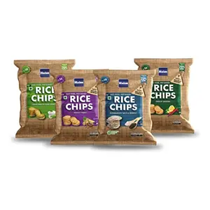 Wholegrain Rice Chips  Wholegrain Brown Rice High Fibre Healthy Snacks Not Baked Not Fried 50g X 4 Pack -200g Sour Cream & Onion Tangy Twist Chillie Lemon & Himalayan Salt & Black Pepper